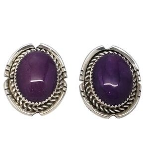 Virgie Jack Sterling Silver Navajo Sugilite Earrings #22628